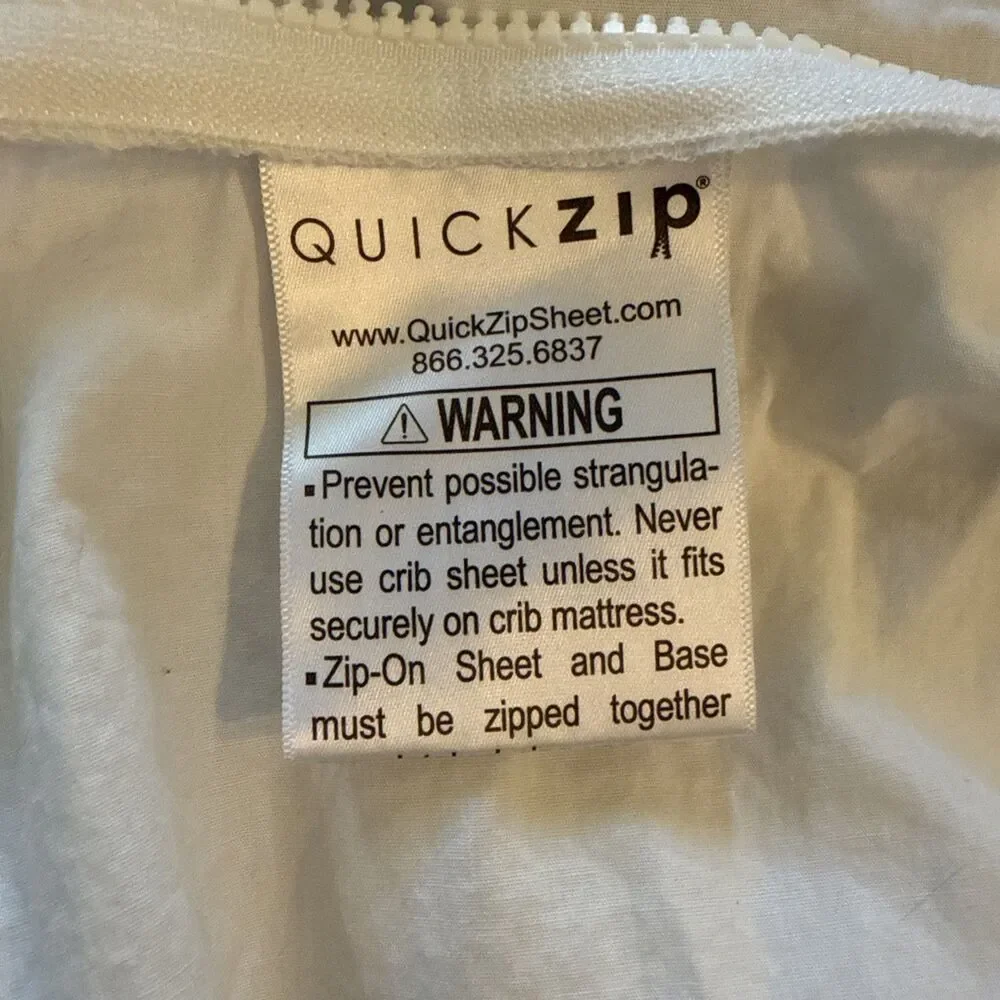Quick Zip Crib Bottom Sheet Only 100% Cotton White